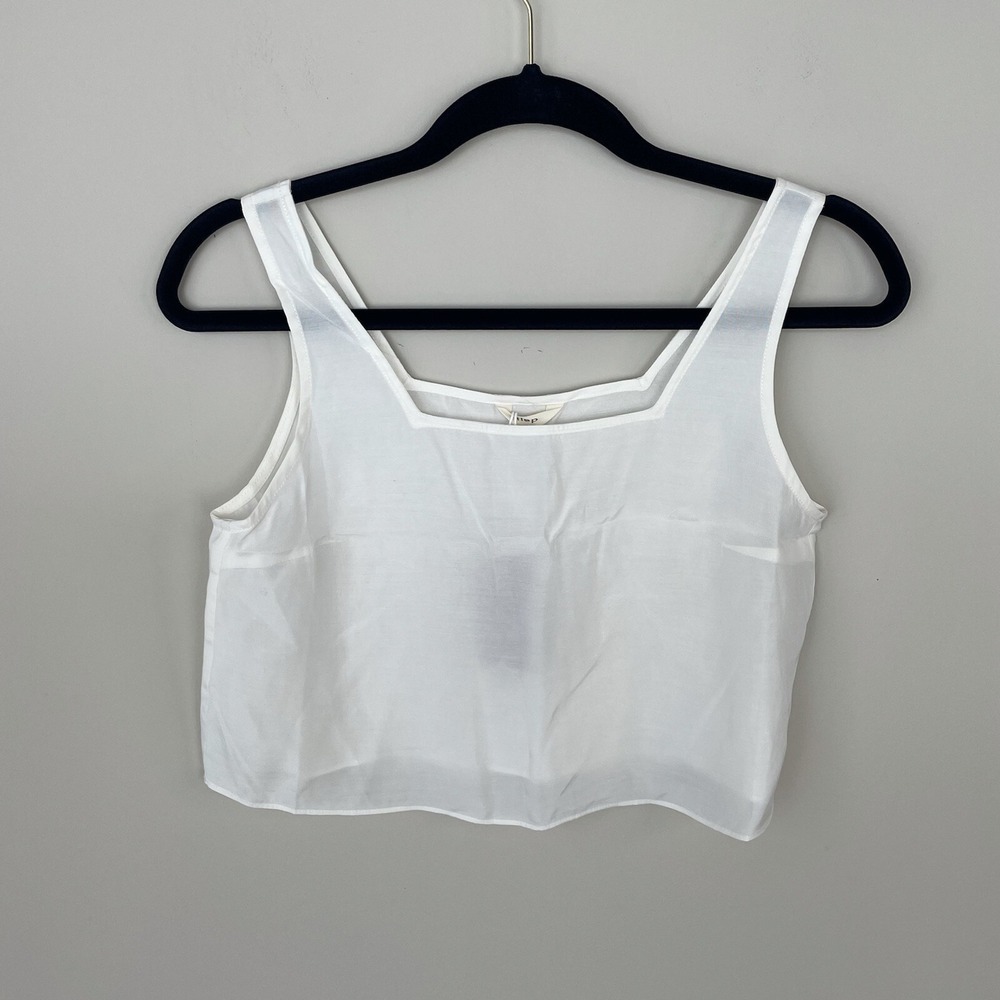 Nap Loungewear Ivory Sleeveless Square Neck Cropped Tank Top Size Small
